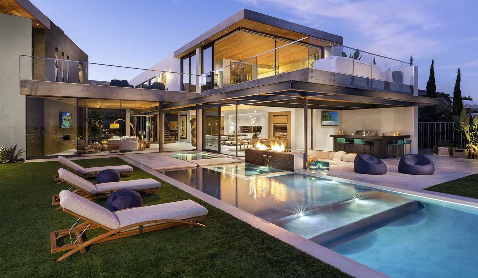 luxury backyard with pool